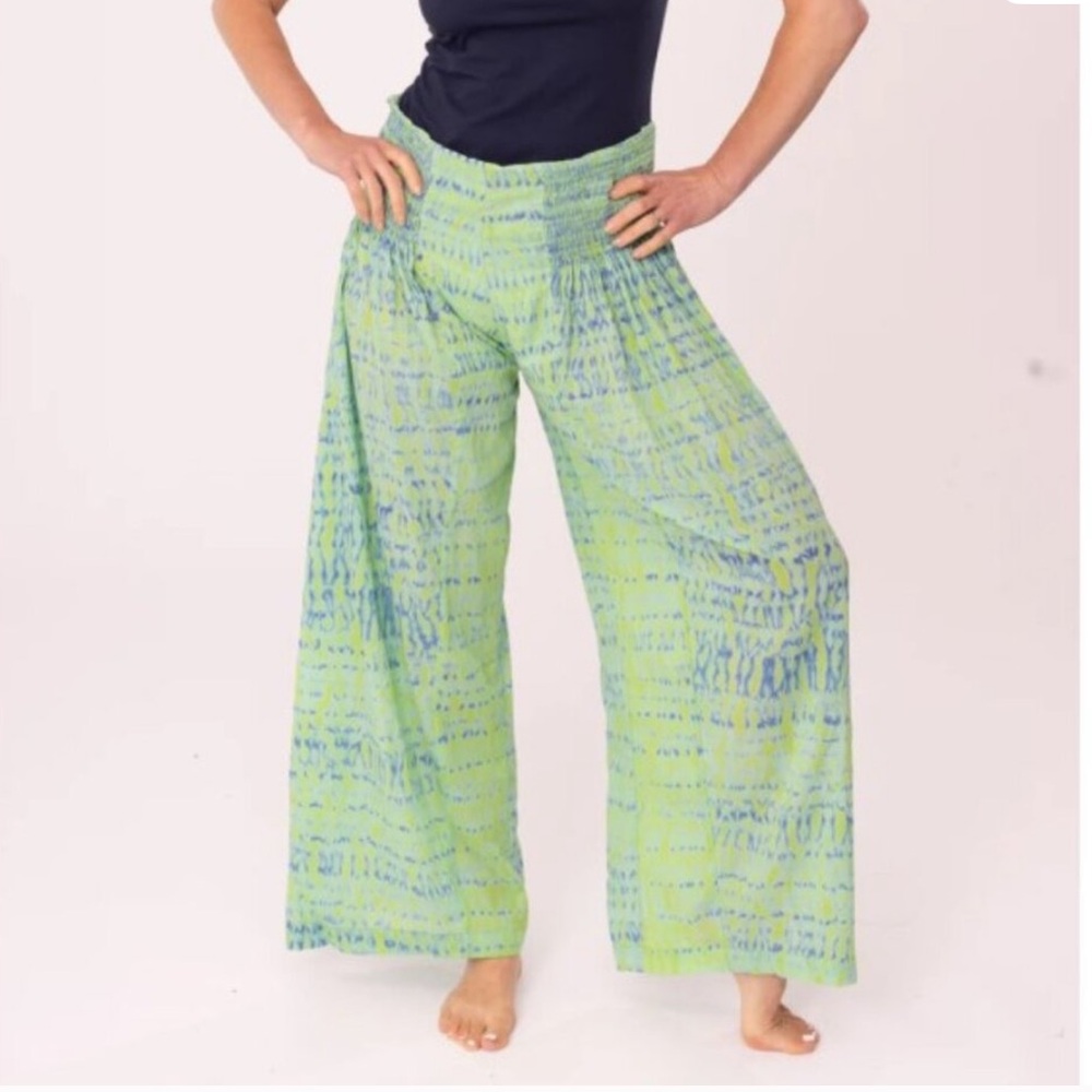 Nila Rubia Kajol Pants cropped wide leg smocked pants artsy flowy pant size M